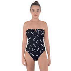 Scribbles Lines Painting Tie Back One Piece Swimsuit