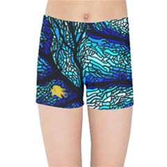 Sea Coral Stained Glass Kids  Sports Shorts
