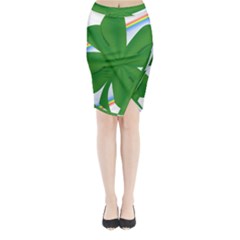 Shamrock Clover Saint Patrick Leaves Midi Wrap Pencil Skirt