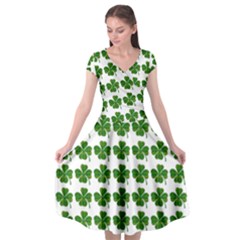 Shamrocks Clover Green Leaf Cap Sleeve Wrap Front Dress by HermanTelo