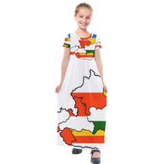 Austrian States Flag Map Kids  Short Sleeve Maxi Dress by abbeyz71