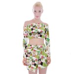 Corgis Hula Pattern Off Shoulder Top with Mini Skirt Set