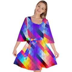 Abstract Background Colorful Pattern Velour Kimono Dress