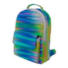 Wave Rainbow Bright Texture Flap Pocket Backpack (large) by Sapixe
