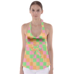 Checkerboard Pastel Squares Babydoll Tankini Top by Sapixe