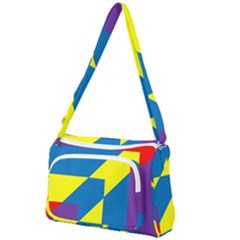 Colorful Red Yellow Blue Purple Front Pocket Crossbody Bag by Sapixe