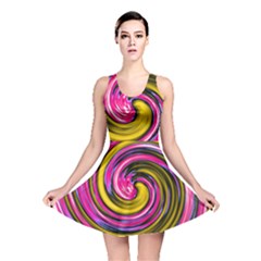 Swirl Vortex Motion Pink Yellow Reversible Skater Dress
