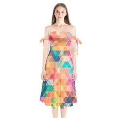 Texture Triangle Shoulder Tie Bardot Midi Dress by HermanTelo