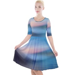 Wave Background Quarter Sleeve A-line Dress by HermanTelo