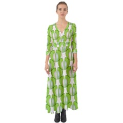 Herb Ongoing Pattern Plant Nature Button Up Boho Maxi Dress