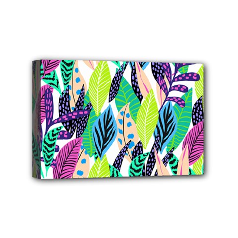 Leaves Rainbow Pattern Nature Mini Canvas 6  X 4  (stretched) by Alisyart