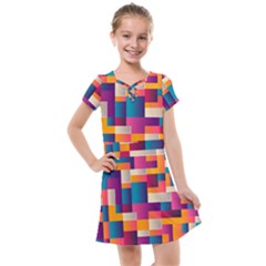 Abstract Geometry Blocks Kids  Cross Web Dress by Bajindul