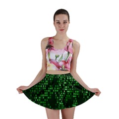 Abstract Plaid Green Mini Skirt by Bajindul