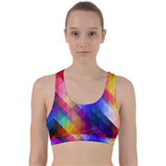 Abstract Background Colorful Pattern Back Weave Sports Bra by Bajindul