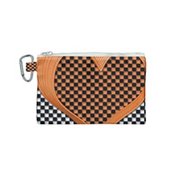 Heart Chess Board Checkerboard Canvas Cosmetic Bag (small) by Bajindul