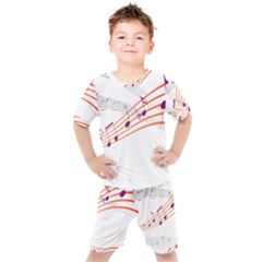 Music Notes Clef Sound Kids  Tee And Shorts Set by Bajindul