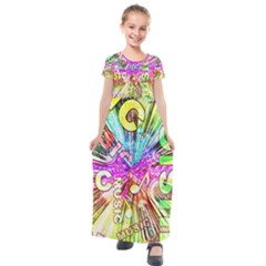 Music Abstract Sound Colorful Kids  Short Sleeve Maxi Dress by Bajindul
