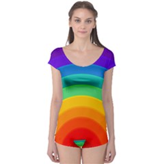 Rainbow Background Colorful Boyleg Leotard  by Bajindul
