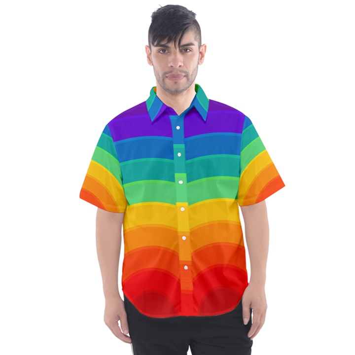 Rainbow Background Colorful Men s Short Sleeve Shirt
