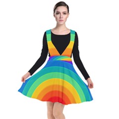 Rainbow Background Colorful Plunge Pinafore Dress by Bajindul