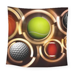 Sport Ball Tennis Golf Football Square Tapestry (large) by Bajindul
