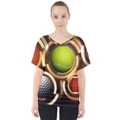 Sport Ball Tennis Golf Football V-neck Dolman Drape Top by Bajindul