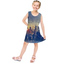 City Metro Pole Buildings Kids  Tunic Dress by Pakrebo