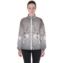 Wonderful Decorative Spider With Hearts Women s High Neck Windbreaker by FantasyWorld7