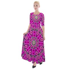 From The Sky Came Flowers In Calm Bohemian Peace Half Sleeves Maxi Dress by pepitasart