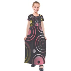 Circles Pinks Yellows Design Kids  Short Sleeve Maxi Dress by Pakrebo