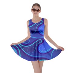 Wavy Abstract Blue Skater Dress by Pakrebo
