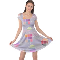 Pastels Shapes Geometric Cap Sleeve Dress