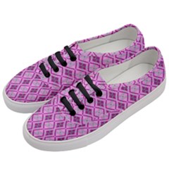 Argyle Large Pink Pattern Women s Classic Low Top Sneakers by BrightVibesDesign
