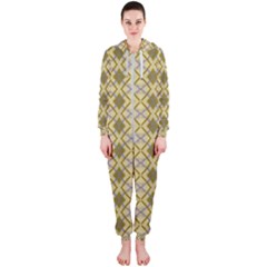 Argyle Large Yellow Pattern Hooded Jumpsuit (ladies)  by BrightVibesDesign