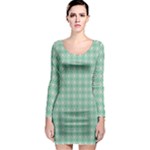 Argyle Light Green Pattern Long Sleeve Bodycon Dress