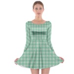 Argyle Light Green Pattern Long Sleeve Skater Dress