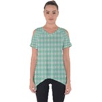 Argyle Light Green Pattern Cut Out Side Drop Tee