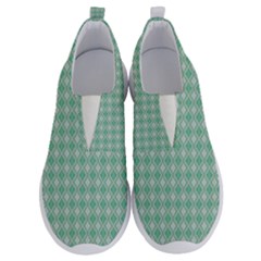 Argyle Light Green Pattern No Lace Lightweight Shoes by BrightVibesDesign