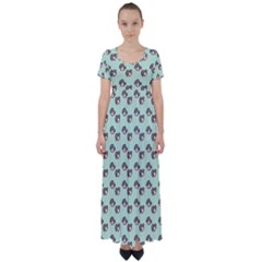 Kawaii Dougnut Green Pattern High Waist Short Sleeve Maxi Dress by snowwhitegirl