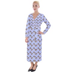 Kawaii Dougnut Blue Pattern Velvet Maxi Wrap Dress by snowwhitegirl