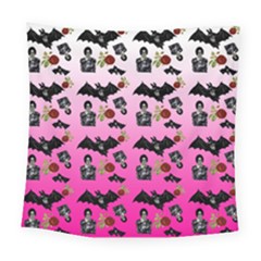 Pink Gradient Bat Pattern Square Tapestry (large)