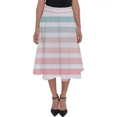 Horizontal Pinstripes In Soft Colors Perfect Length Midi Skirt by shawlin