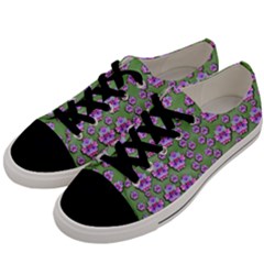 Fantasy Flowers Dancing In The Green Spring Men s Low Top Canvas Sneakers by pepitasart