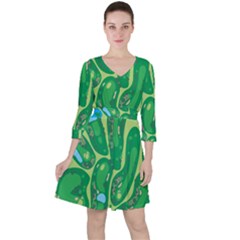 Golf Course Par Golf Course Green Copy Ruffle Dress by Nexatart