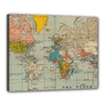 World Map Vintage Canvas 20  x 16  (Stretched)