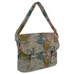 World Map Vintage Buckle Messenger Bag