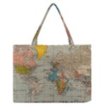 World Map Vintage Zipper Medium Tote Bag