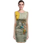 World Map Vintage Sleeveless Velvet Midi Dress