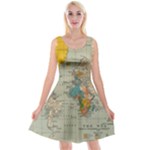 World Map Vintage Reversible Velvet Sleeveless Dress