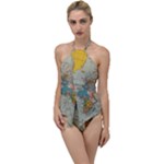 World Map Vintage Go with the Flow One Piece Swimsuit